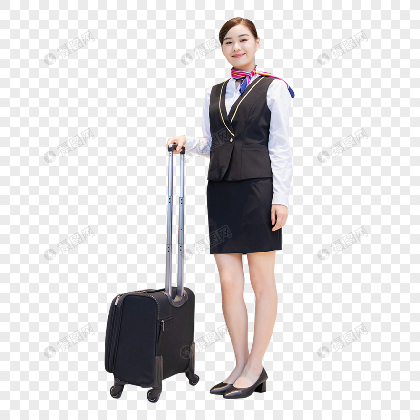 机场空姐拖行李箱出行图片