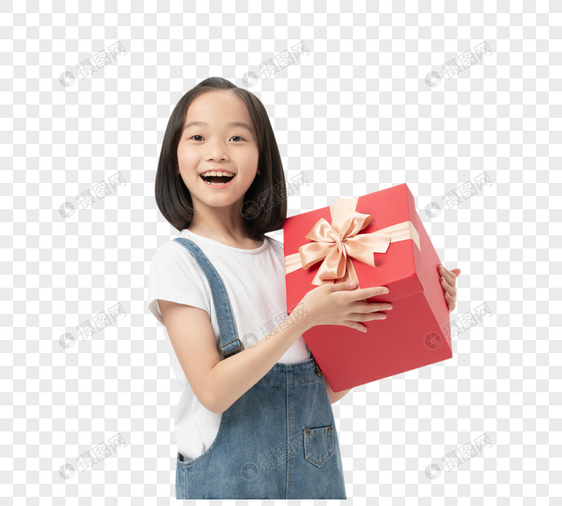 小女孩开心收礼物图片