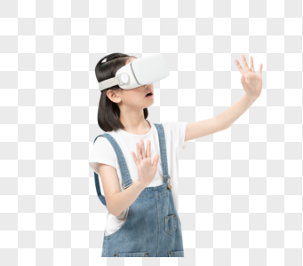 小女孩体验vr眼镜高清图片