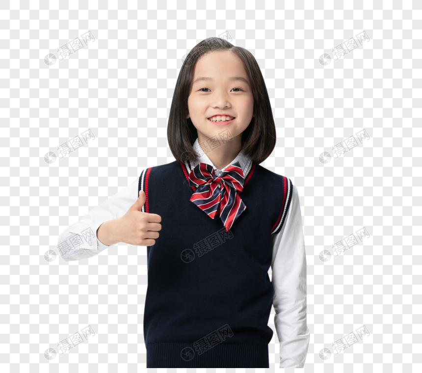 穿校服小学生点赞图片