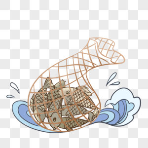 捕鱼二十四节气织渔网高清图片
