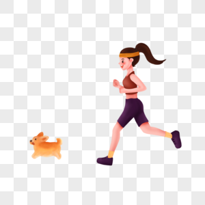 跑步的女孩和狗图片