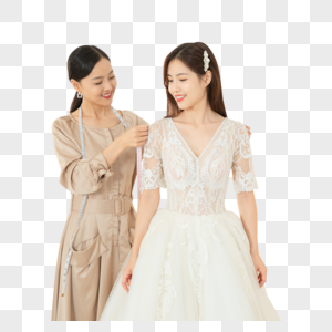 设计师为准新娘试穿定制婚纱结婚高清图片素材