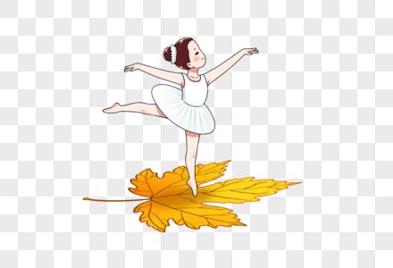 在枫叶上跳舞的女孩图片