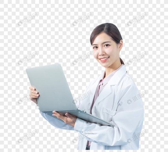 医疗科研人员使用笔记本电脑图片