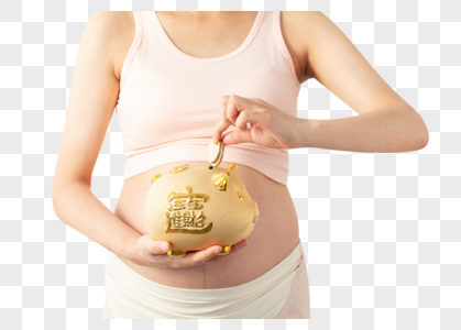 孕妇拿着存钱罐图片