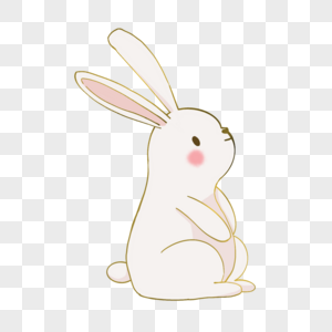 蹲着的玉兔小兔子素材高清图片