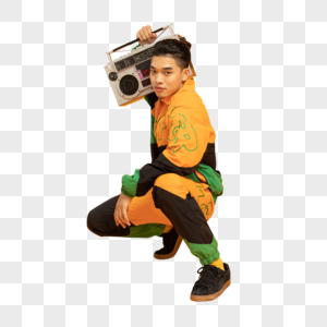 色彩街舞男生携带道具姿势图片