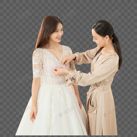 准新娘婚纱店与设计师沟通定制婚纱图片