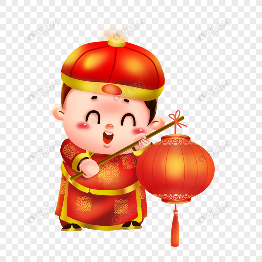 提着灯笼的男孩