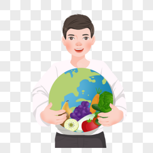 抱着地球粮食的男孩图片