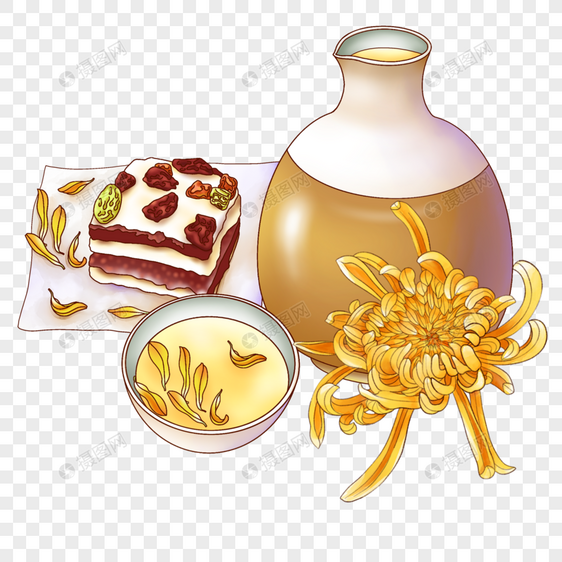 重阳糕与菊花图片