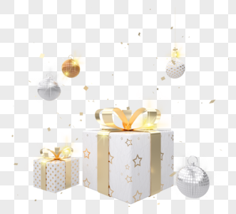 3d金色气球礼品盒高清图片