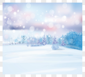 青神梦游蓝色冬季自然雪景高清图片