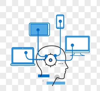 蓝色计算机科技技术人机交互ui设计电脑标志高清图片素材