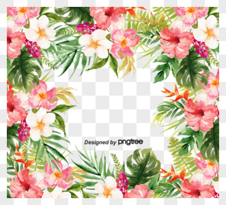 复古热带花卉边框元素高清图片