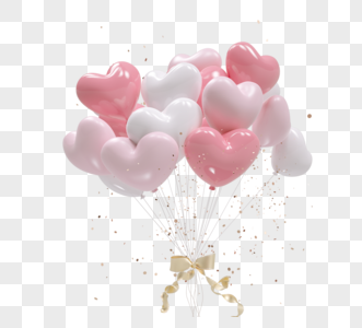 清新粉色爱心气球元素情人节高清图片素材