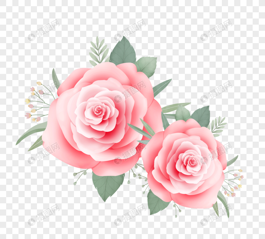 粉色手绘唯美小清新玫瑰图片