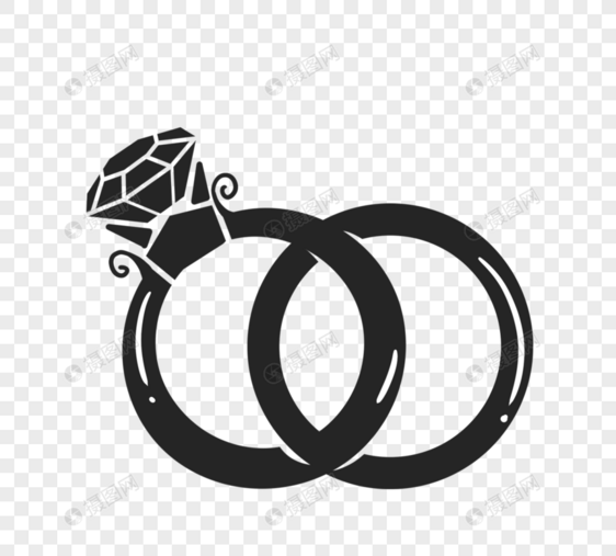 黑砖结婚戒指剪影图片
