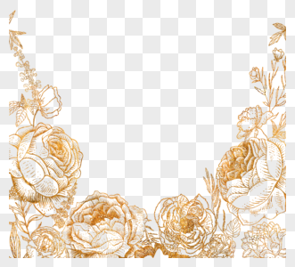 金色花朵边框元素图片