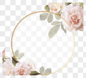 花金色框架粉色玫瑰花边框高清图片
