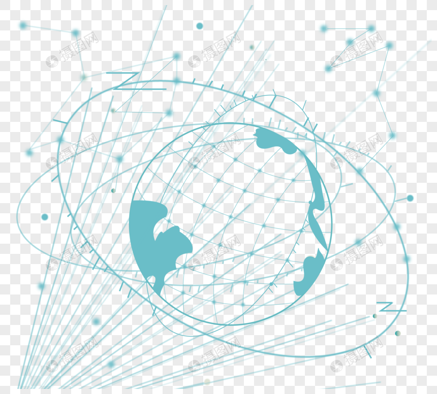 蓝色网络数据地球仪图片
