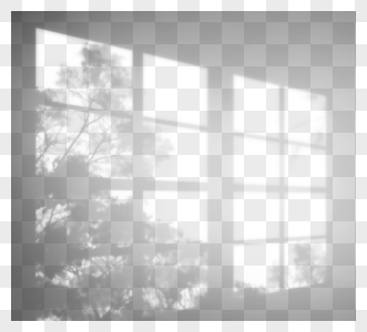 手绘窗户大树创意影子高清图片