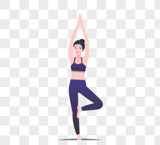 手绘瑜伽健身运动女孩瑜伽运动瑜伽日高清图片