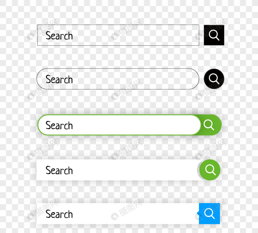 手绘网页搜索框ui元素图片