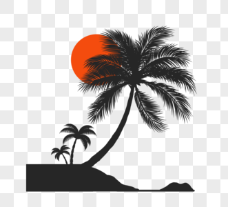 棕榈树剪影插图高清图片