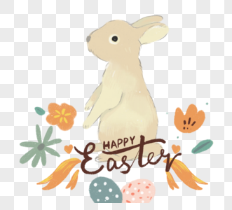 复活节可爱兔子彩蛋鲜花图片