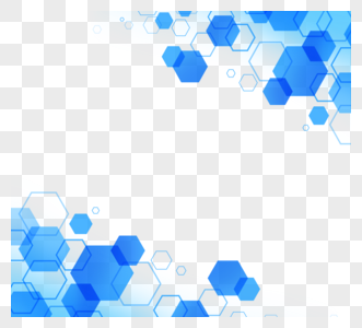 渐变抽象六角蓝色边框图片