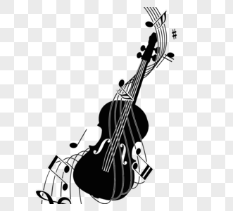 黑色和白色小提琴音乐元素高清图片