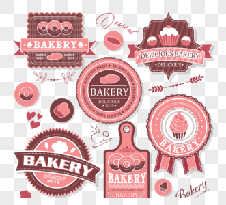 粉色面包蛋糕店徽标标签图片