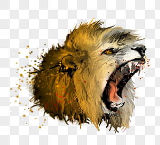 咆哮怒吼狮子头像元素图片