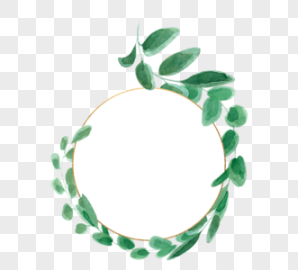 绿色圆形简约桉树叶创意边框高清图片