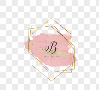 粉色几何浪漫婚礼徽标logo设计模板图片