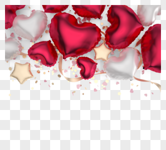 红色爱心气球星星元素高清图片