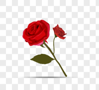 红色情人节浪漫单玫瑰元素图片