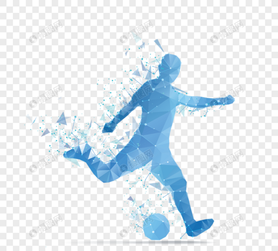 蓝色数字多边形足球图片