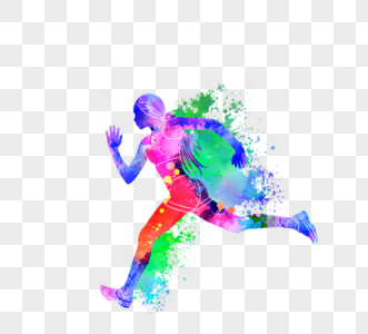创意跑步运动员炫彩剪影图片