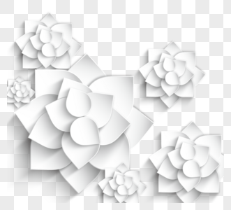 立体几何花瓣质感白色边框图片