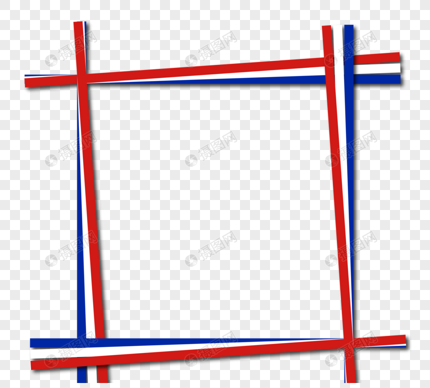 蓝色白色红色重叠三层方形框架图片