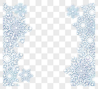 冬季雪花清新立体剪纸边框图片