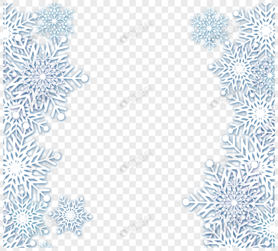 冬季雪花清新立体剪纸边框图片