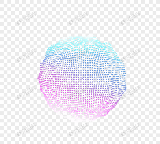 球体音波蓝紫色渐变三维立体波纹起伏元素图片