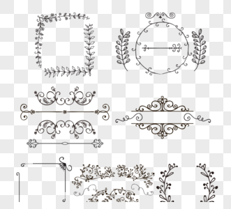手绘复古边框花边植物手绘元素图片