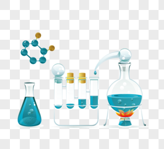 蓝色化学实验仪器图片
