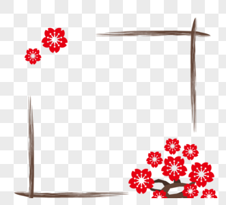 传统红色花十字复古中式边框图片