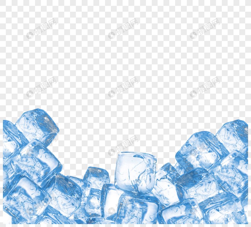 蓝色透明清凉冰块元素图片